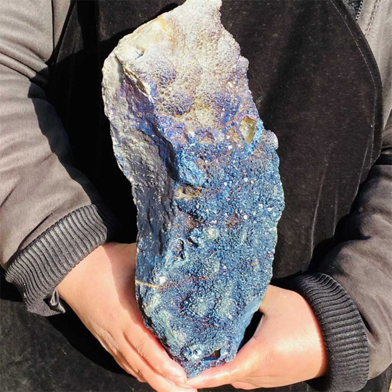 5650g Color Flame Aura Electroplate Agate Quartz Crystal Cluster Specimen