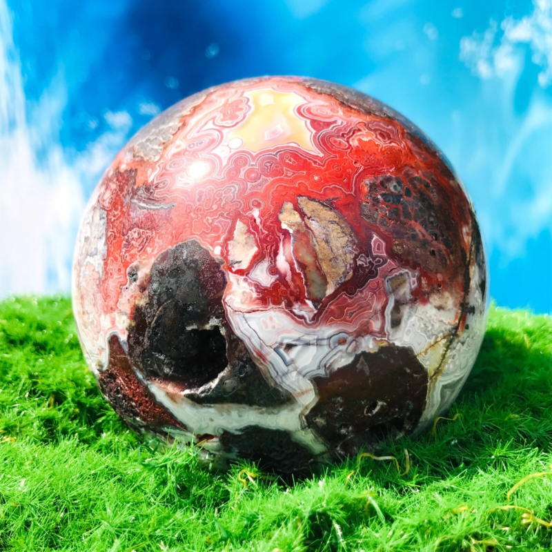 619G Rare Natural Mexican stone Quartz Sphere Crystal Ball Specimen Healing