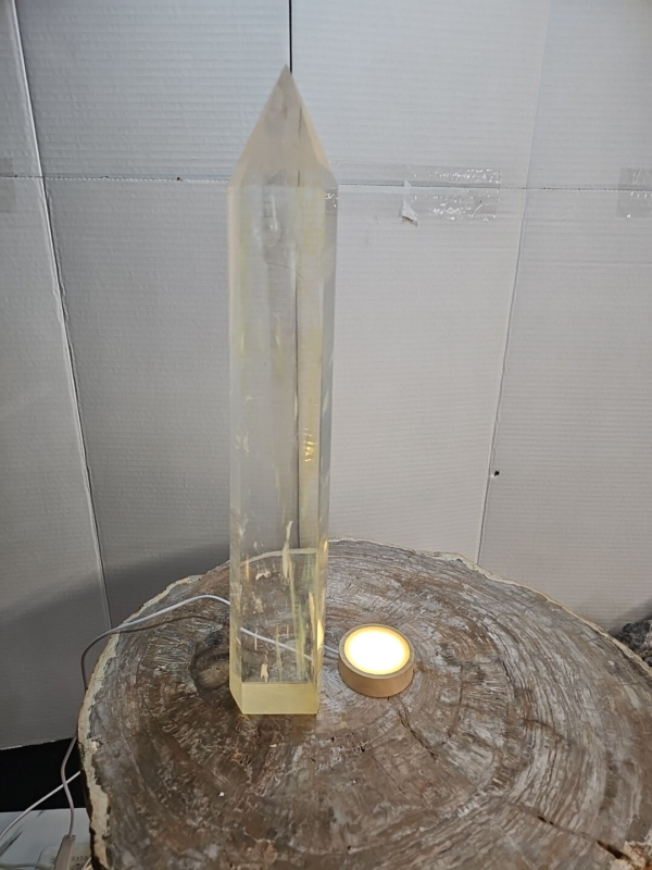 5.3lb Clear Yellow  Smelt  Melting  Quartz  Crystal Point Tower Polished W/Led