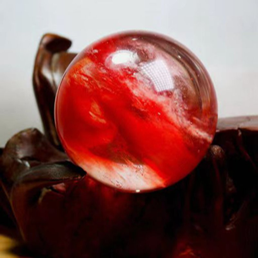 Natural Red Melting Ball Quartz Crystal Sphere Gemstone Reiki Healing 50mm+Stand