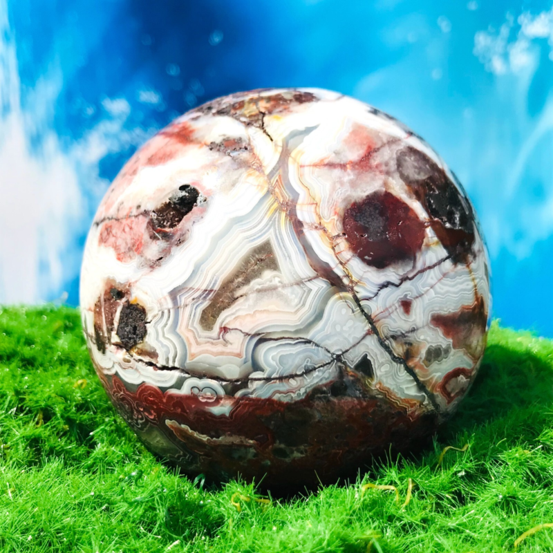 619G Rare Natural Mexican stone Quartz Sphere Crystal Ball Specimen Healing