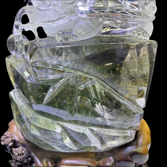 27.7LB Top Natural Ghost Phantom Dragon Turtle Carved Quartz Crystal Skull Reiki