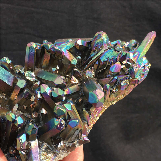 480g Electroplate Rainbow cluster quartz crystal mineral specimen reiki healing