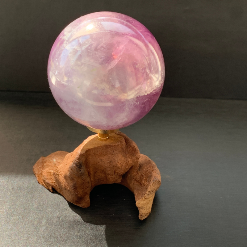 243G Natural Fluorite ball Colorful Quartz Crystal Gemstone Healing + Stand