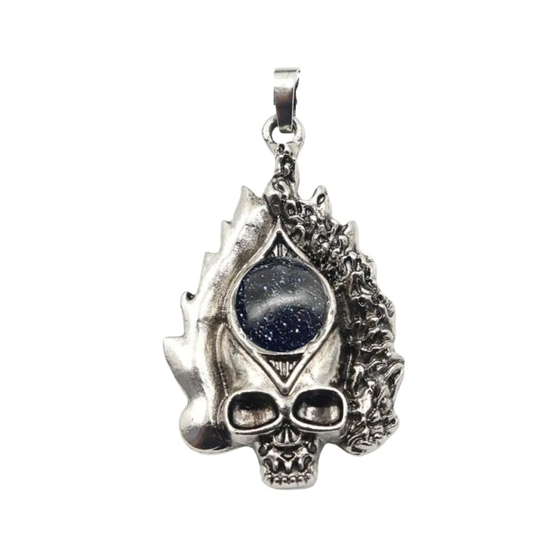 3P Fashion Gothic Skull Keychain Silver Skeleton Stone Pendant Keyring Jewelry