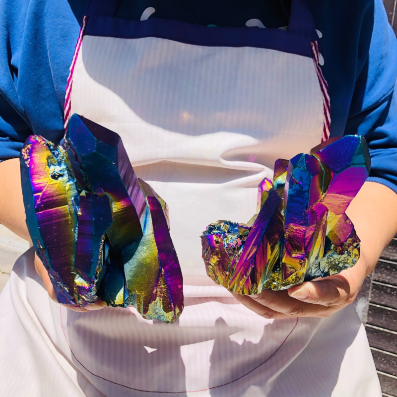 2pieces3.43LB Color Flame Electroplate Quartz Crystal Specimen Healing point 481