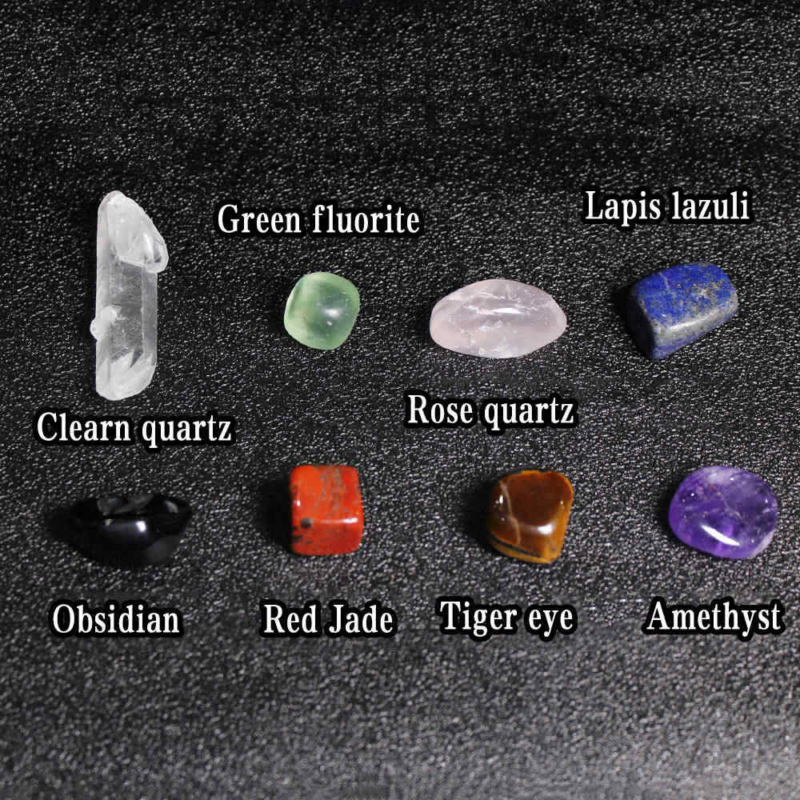 7 Chakra Rare Crystal Natural Quartz Reiki Balance Tumbled Stone Set W/ Pouch US