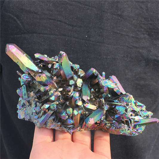 480g Electroplate Rainbow cluster quartz crystal mineral specimen reiki healing