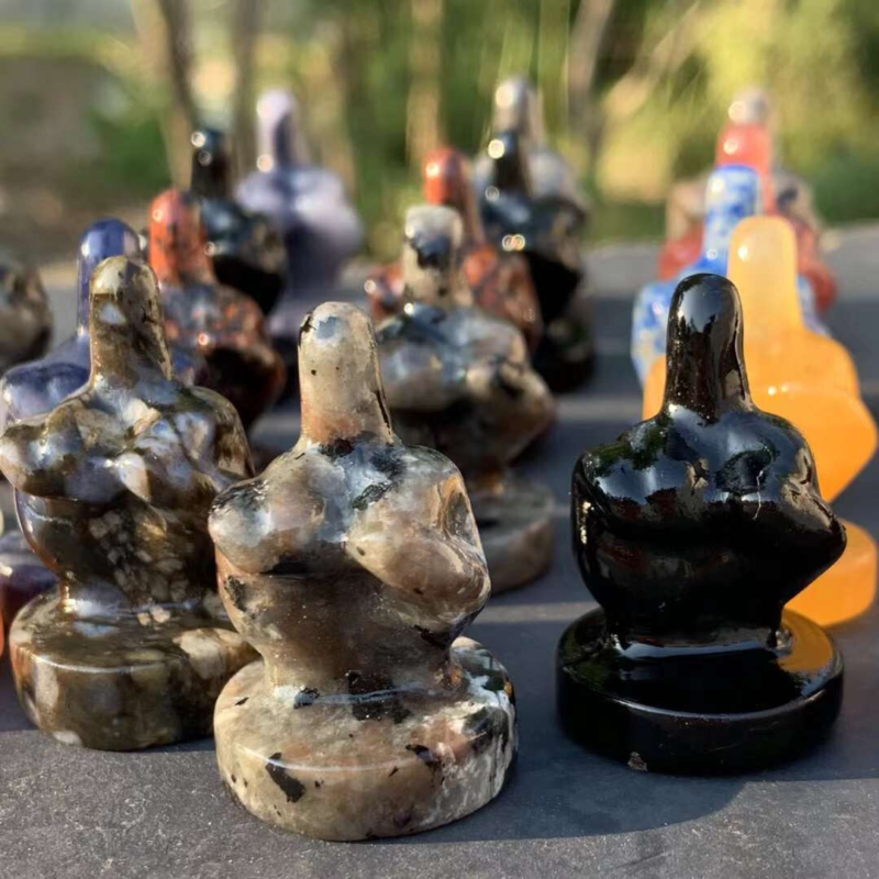 3pc Natural Mix Quartz Carved Finger Skull Crystal Reiki Healing Gem Gift Random