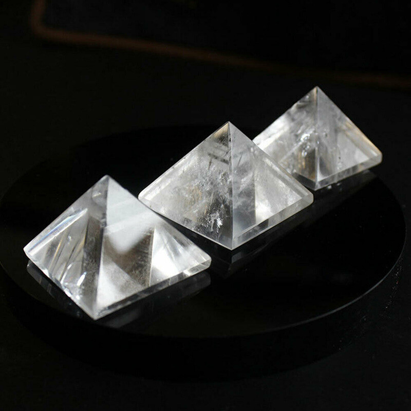 Natural Clear Quartz Crystal Energy Tower Reiki Mineral Pyramid Gemstone Decor