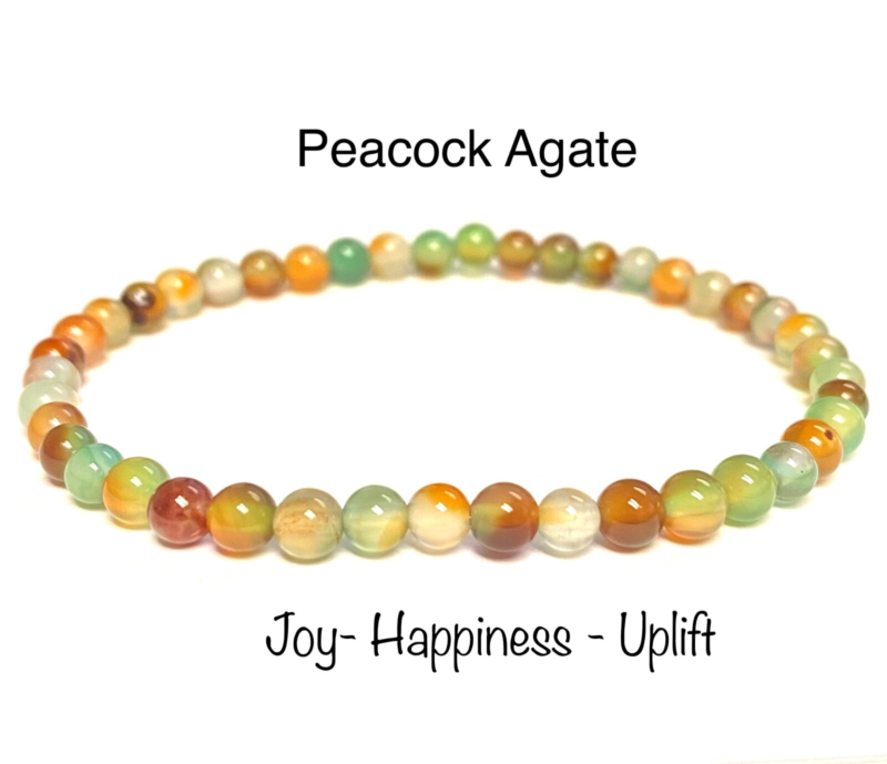 Natural Stone Stretch Bracelet 4mm - Healing Gemstone Beaded thin stackable USA