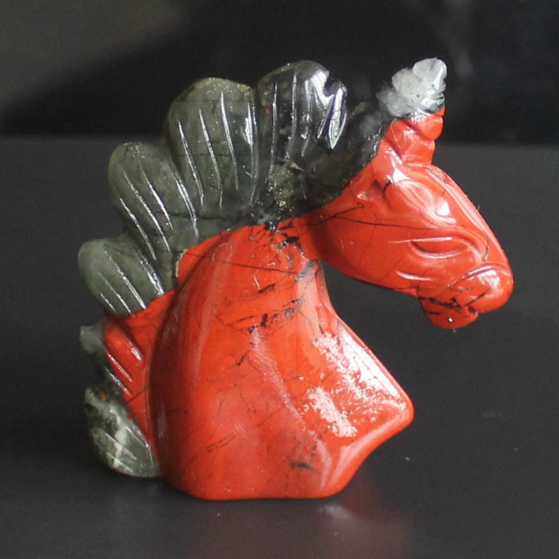 HLbshi Hand Carved Mixed Gemstone quartz crystal Unicorn animal Figurine Carving