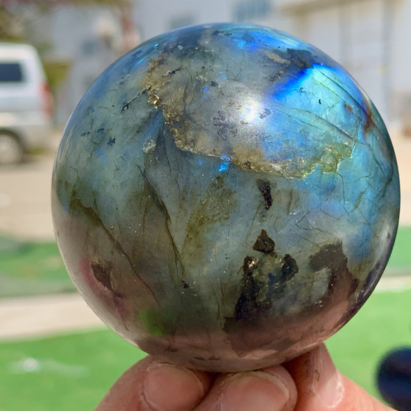 366G Natural Gorgeous Labradorite QuartzCrystal Stone Specimen ball Healing
