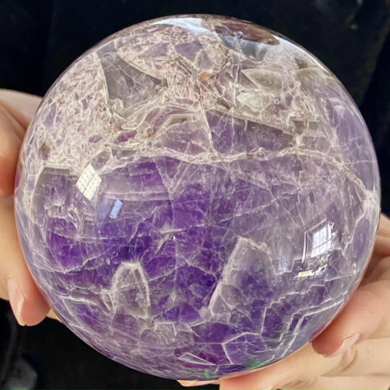 2.83LB Natural Dream Amethyst Quartz Crystal Sphere Ball Healing
