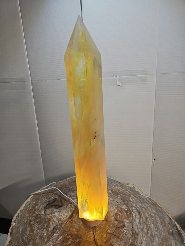 9.05 Lb 18.1" Yellow Smelt Melting Quartz Crystal Point Tower Polished W/Led
