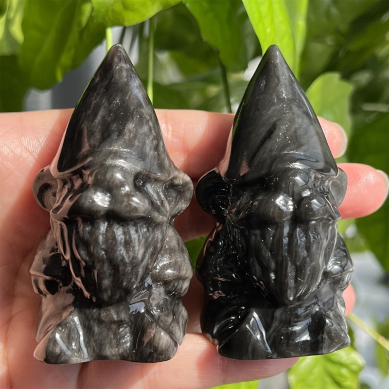 2.7Inch Natural Silver Obsidian Skull Crystal Quartz Carved Dwarf Skull Repair1Pieces