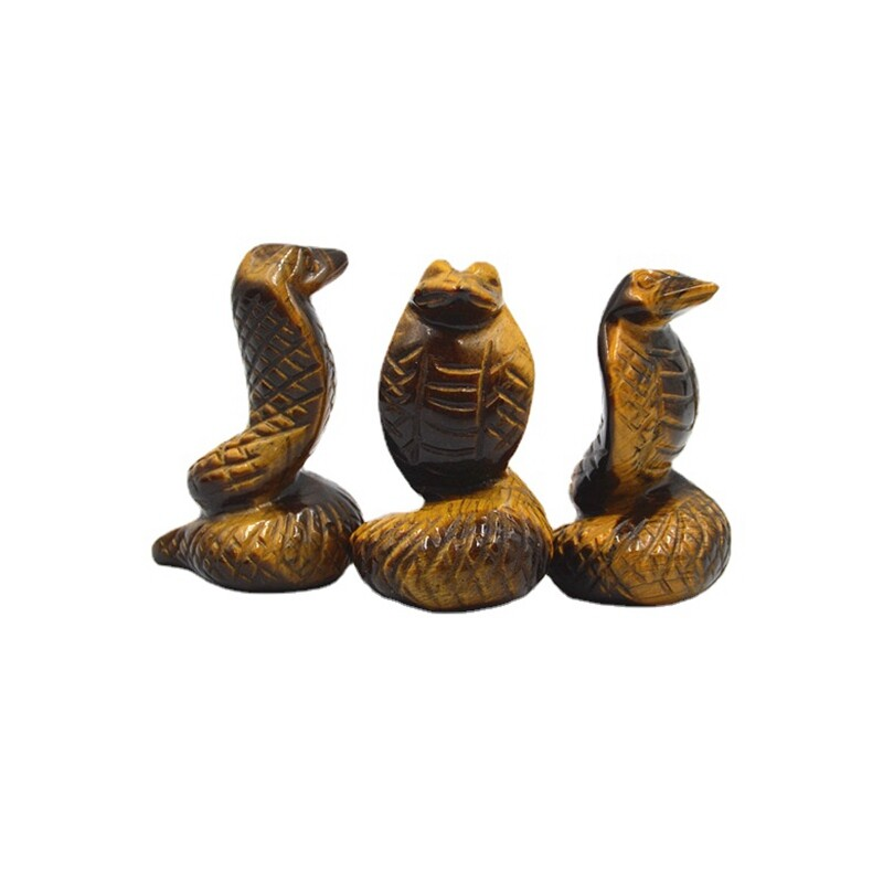 Natural Quartz Crystal Carved Snake Viper Healing Stone Cobra Animal Decor Reiki
