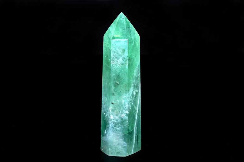 First quality blue and green Fluorite sphere and point - Height: 11.1 cm - Width: 3.1 cm- 379 g - (2)