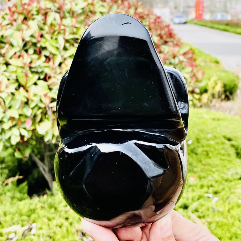 4.11LB Natural Obsidian gem skull Quartz Carved Crystal Skull Reiki Healing