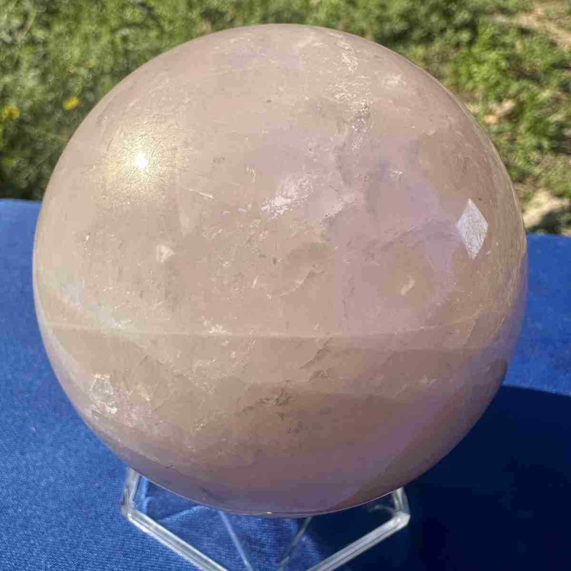 825g electroplate Natural pink rose Quartz Ball Crystal Sphere Healing decor