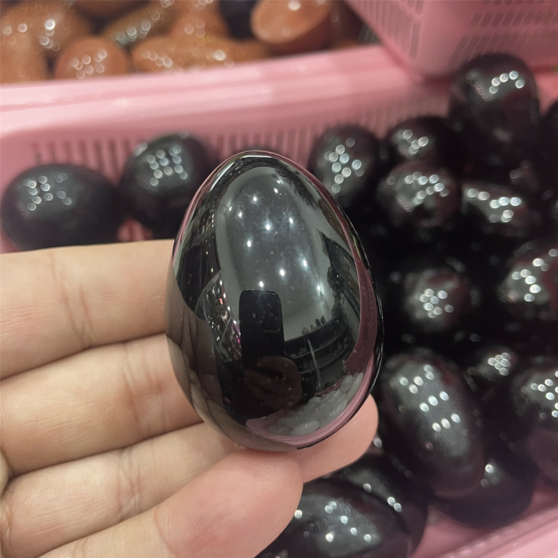 80g+ Natural obsidian Egg Quartz Carved Crystal Massage Reiki Healing 1pc
