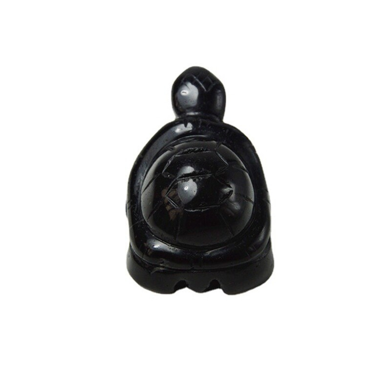 5Pcs Natural Obsidian Quartz Carved Longevity Tortoise Crystal Animal Ornament