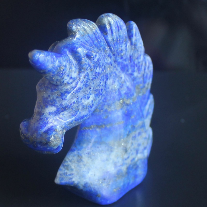 HLbshi Hand Carved Mixed Gemstone quartz crystal Unicorn animal Figurine Carving