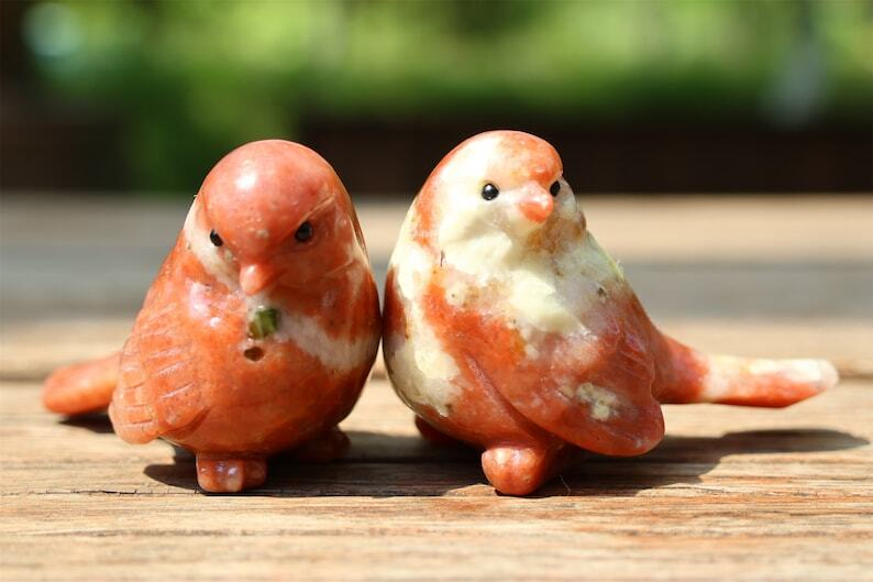 2.4" Natural Sesame stone Carved bird Reiki Creative Crystal Skull decor gift 1x