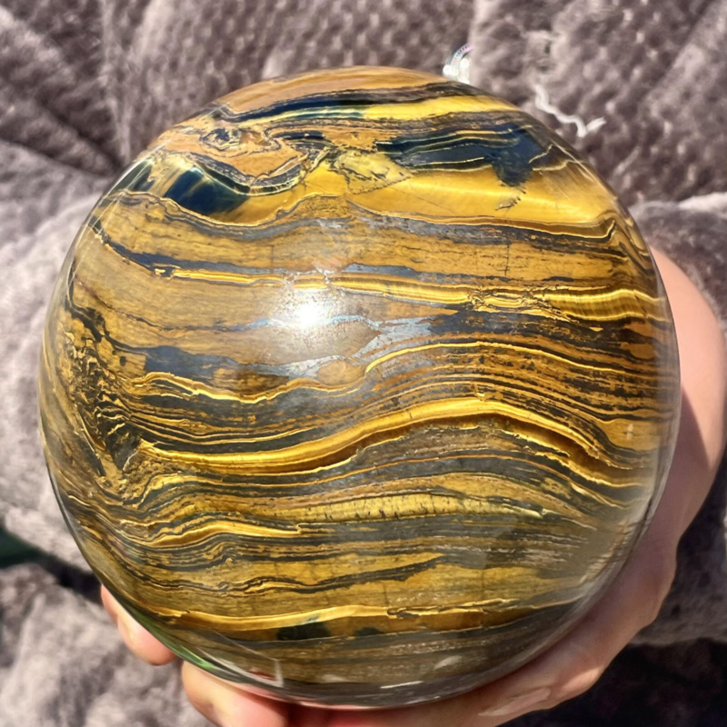 7.27LB Natural Tiger&apos;s Eye Ball Quartz Crystal Sphere Gem Healing Décor