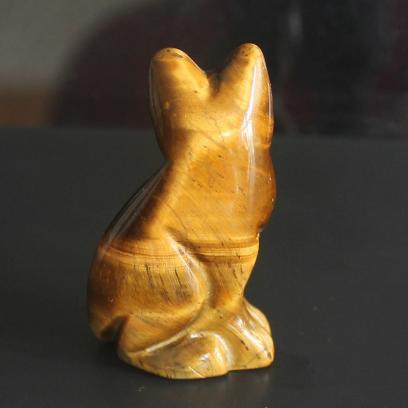 Carved mixed gemstone quartz crystal cat figurine animal carving home decor 2&apos;&apos;