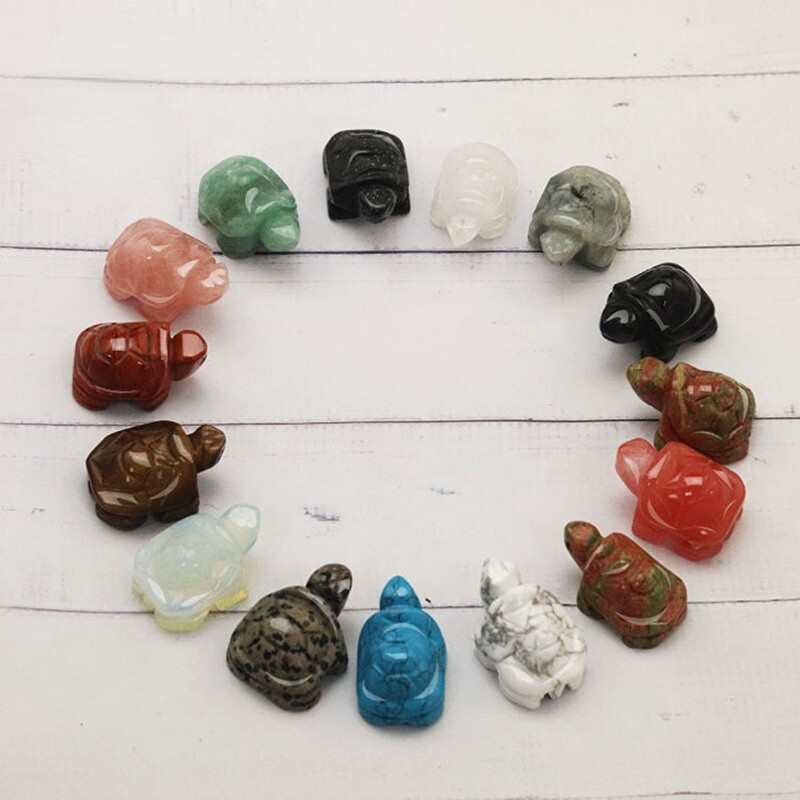 Natural Quartz Carved Longevity Tortoise Crystal Healing Gemstone Animal Turtle