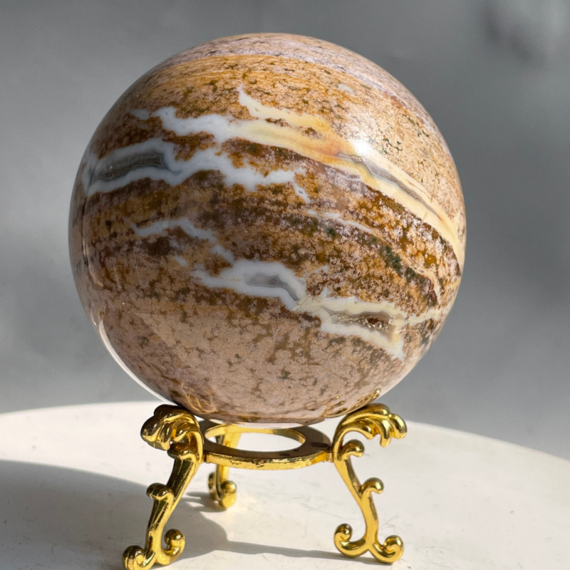 588G Natural Ocean Jasper Jade Crystal Polished Sphere Ball Healing Ball