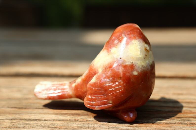 2.4" Natural Sesame stone Carved bird Reiki Creative Crystal Skull decor gift 1x