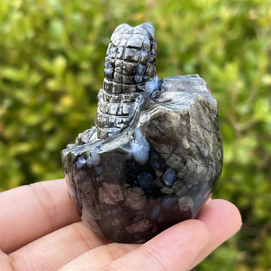 Natural amphibole dinosaur egg carved Quartz Crystal skull Reiki Healing