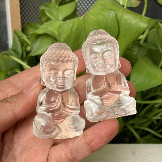 Clear Melting Stone Buddha Carved Quartz Crystal Heal decoration skull Gifts