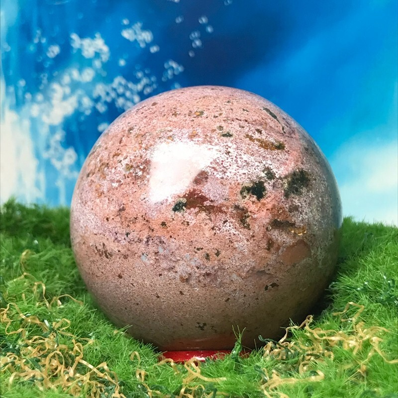 262GNatural Marine Jasper Quartz Ball Crystal Ball Mineral Sample Restoration
