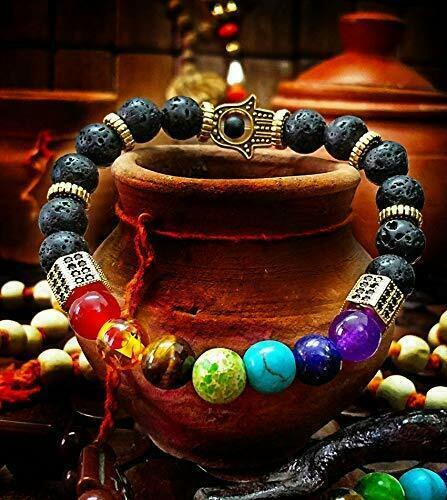 Copper Lava Stone Bracelet Men and Women 7 Chakra Balancing Bracelet