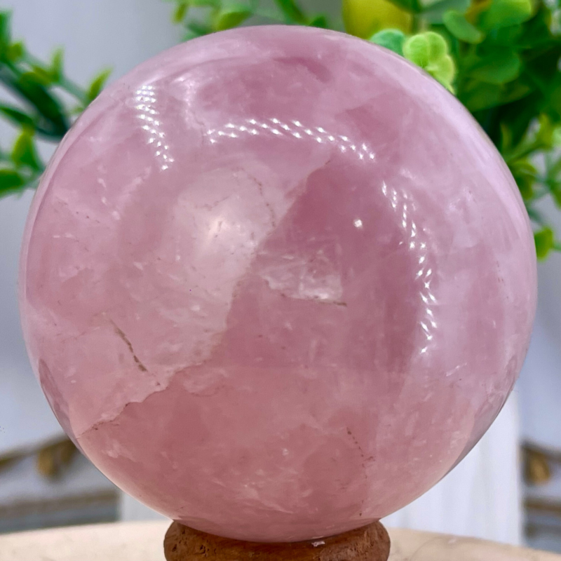 352G Natural Crystal Pink Rose Chakra Quartz Sphere healing ball Specimen