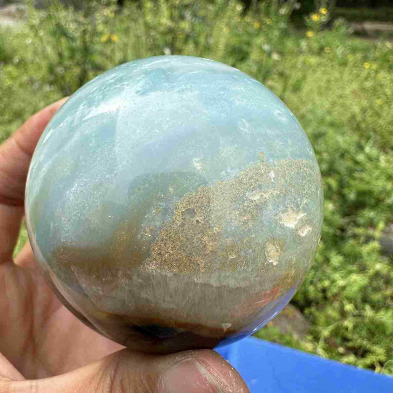 375g Natural Amazonite Quartz Sphere Crystal Polished Ball Reiki Healing Decor