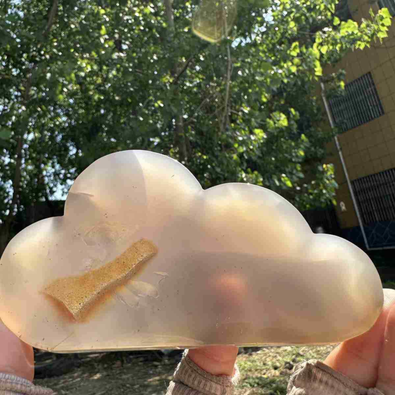 200g natural agate hand carved cloud skull quartz crystal cluster reiki