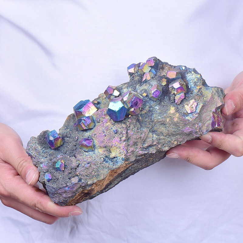 4.94LB Electroplated quartz Calcite mineral specimen for spiritual healing