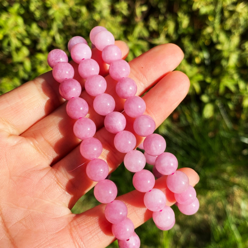 8mm3Genuine Goods Natural Pink Rose Crystal Ball Bracelet