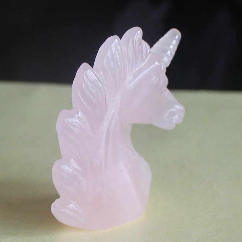 HLbshi Hand Carved Mixed Gemstone quartz crystal Unicorn animal Figurine Carving