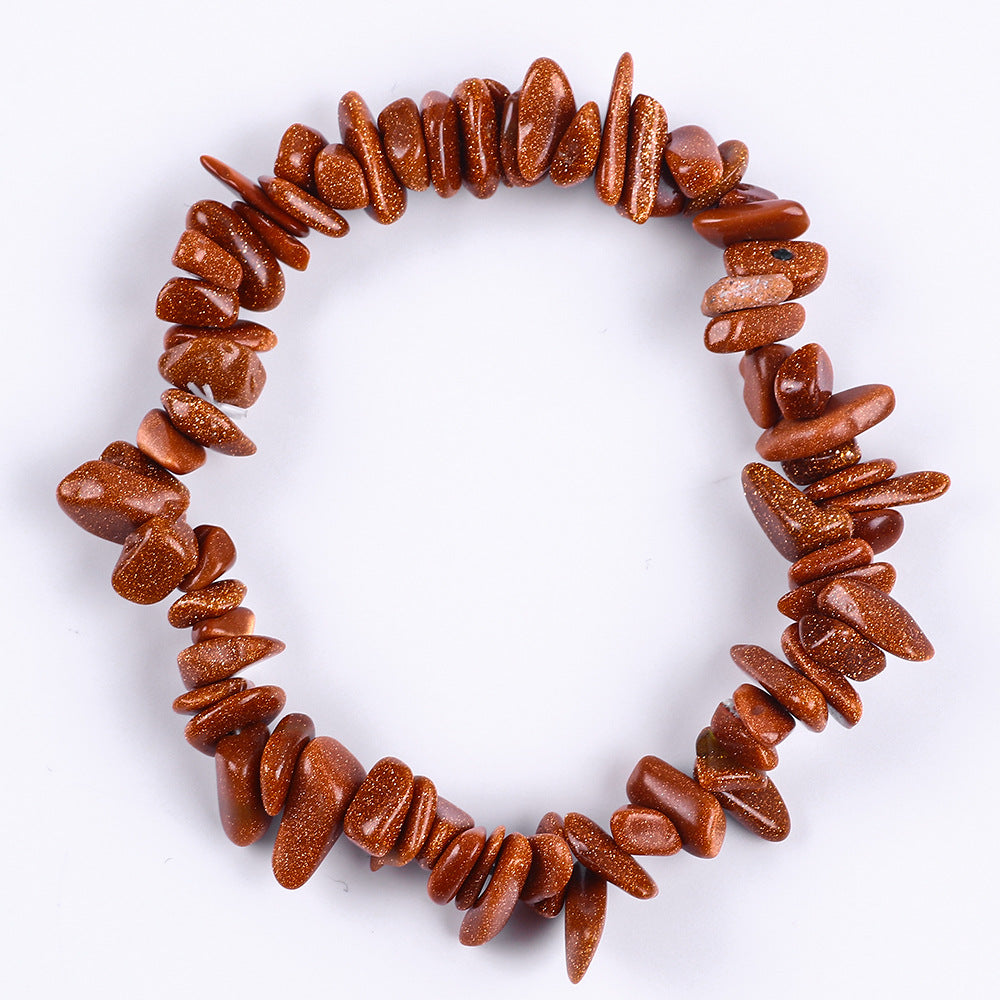 Natural Amethyst Pink Crystal Agate Gravel Bracelet Irregular Bracelet BohemianinsWind Elastic Bracelet