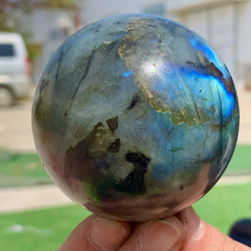 366G Natural Gorgeous Labradorite QuartzCrystal Stone Specimen ball Healing