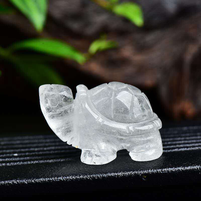 Natural Quartz Carved Longevity Tortoise Crystal Healing Gemstone Animal Turtle