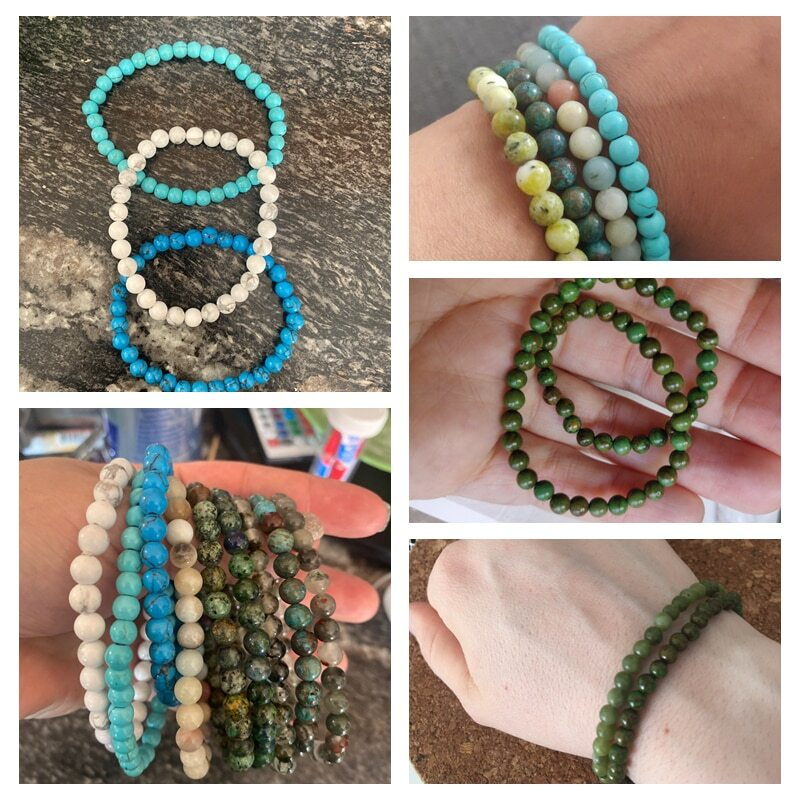 Handmade Natural 6mm Crystal Agates Stretch Bracelet for Women Men Jewelry Gifts