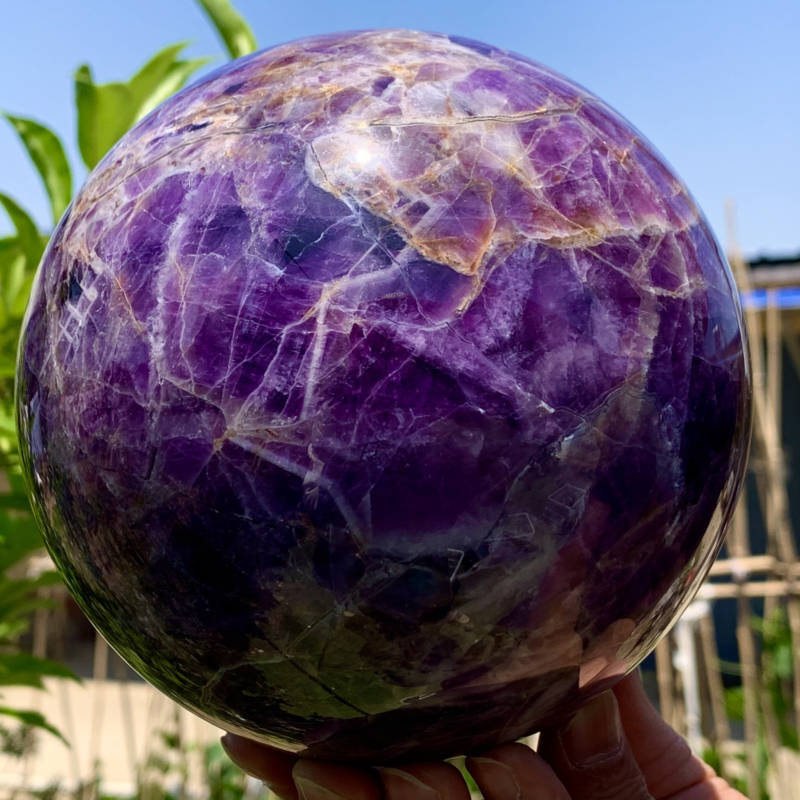 6.33LB Natural beautiful Dream Amethyst Quartz Crystal Sphere Ball Healing