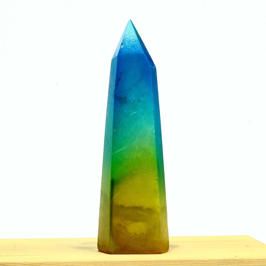 237g Electroplated Natural Crystal Quartz Tower Crystal Point rainbow Healing