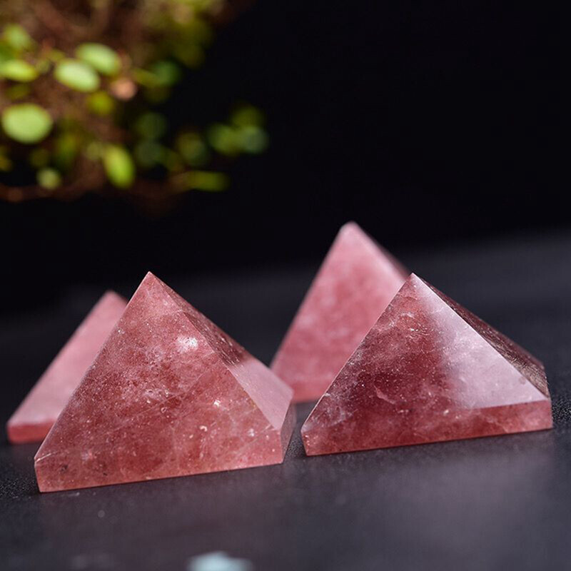 1Pc Natural Strawberry Quartz Energy Tower Crystal Chakra Healing Rock Pyramid